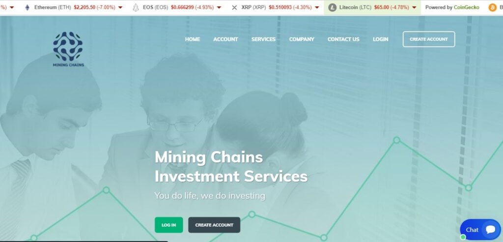 Miningchains - главная страница сайта