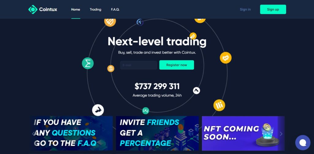 Cointux - главная страница сайта