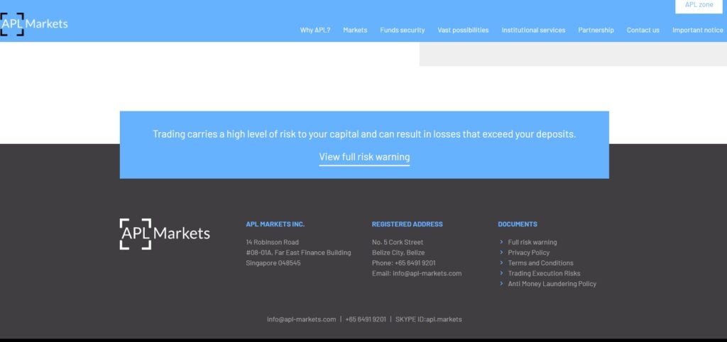 APL Markets уведомление о рисках