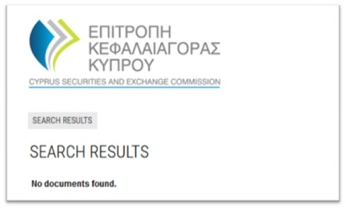 Вот что выдает поиск на официальном портале кипрского регулятора рынков