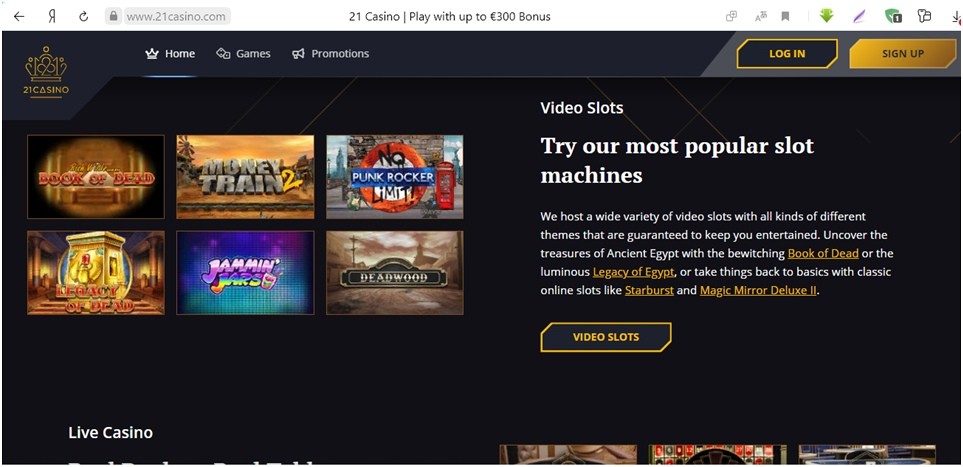 Официальный сайт 21 Casino 