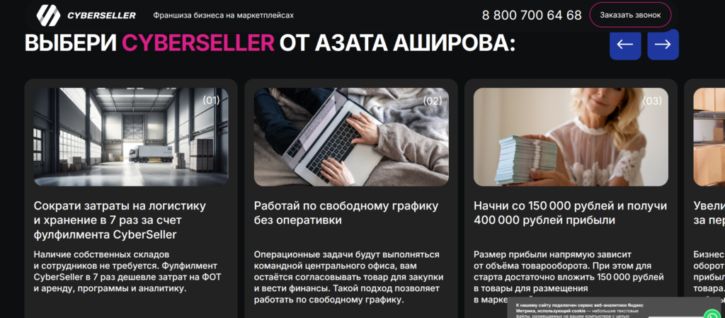 Преимущества франшизы Cyberseller