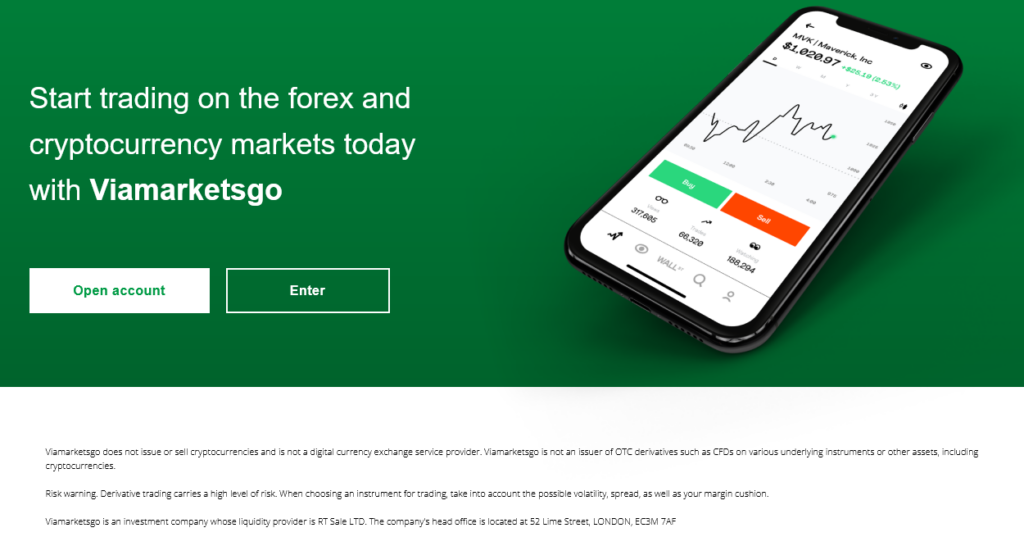 Открыть аккаунт на сайте Viamarketsgo