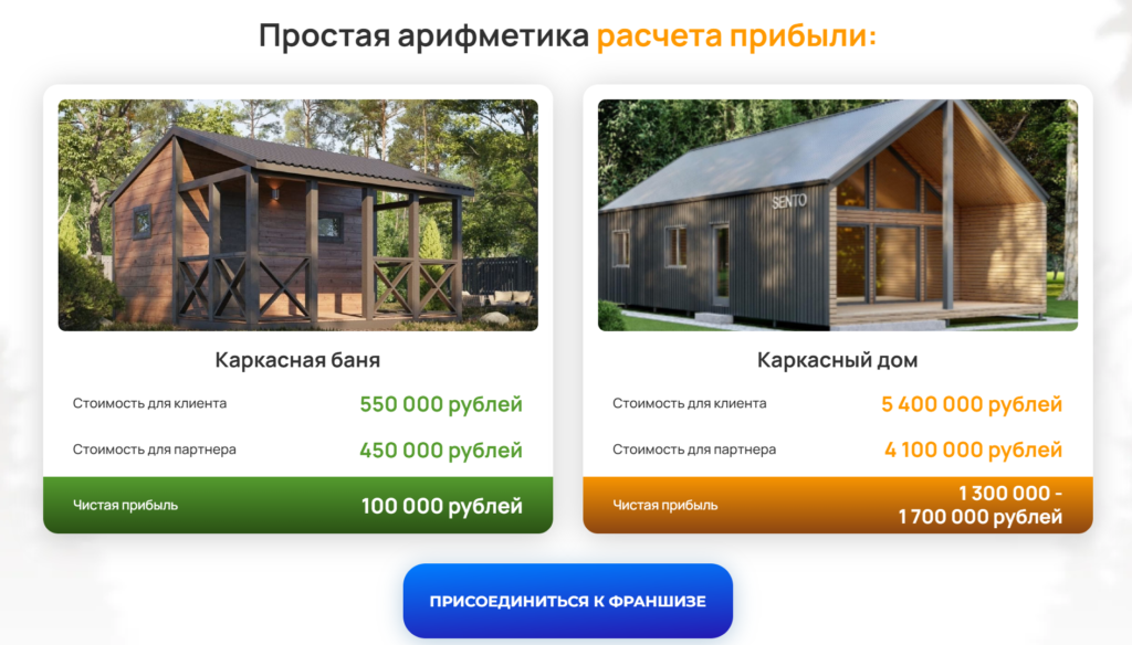 Каркас Тайги - преимущества работы.