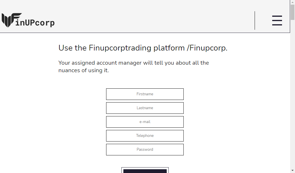 Finupcorp org - главная страница сайта