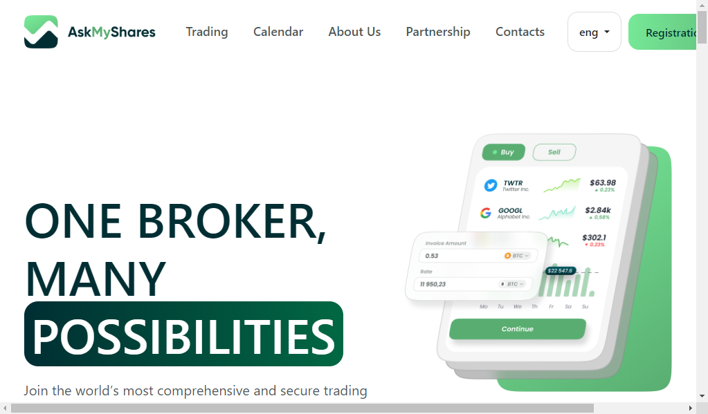 Askmyshares - главная страница сайта
