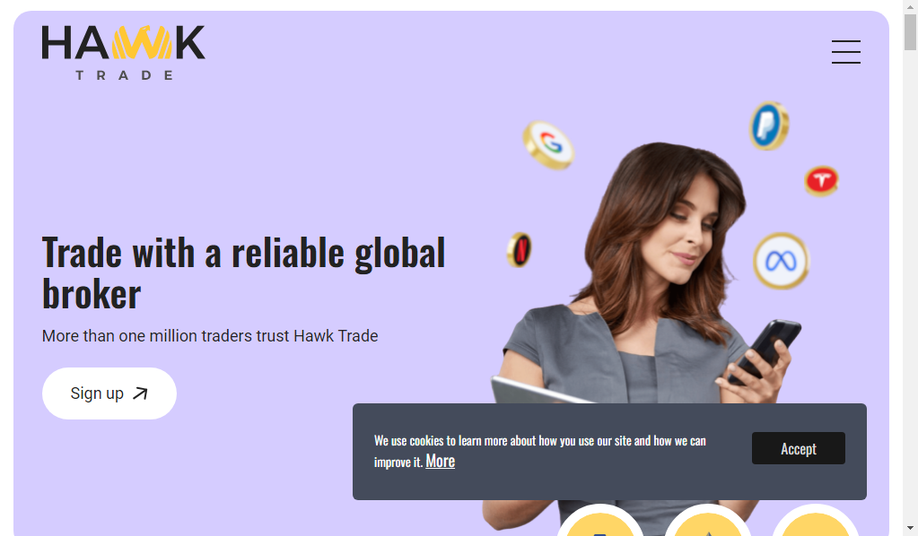 Hawktrades - главная страница сайта