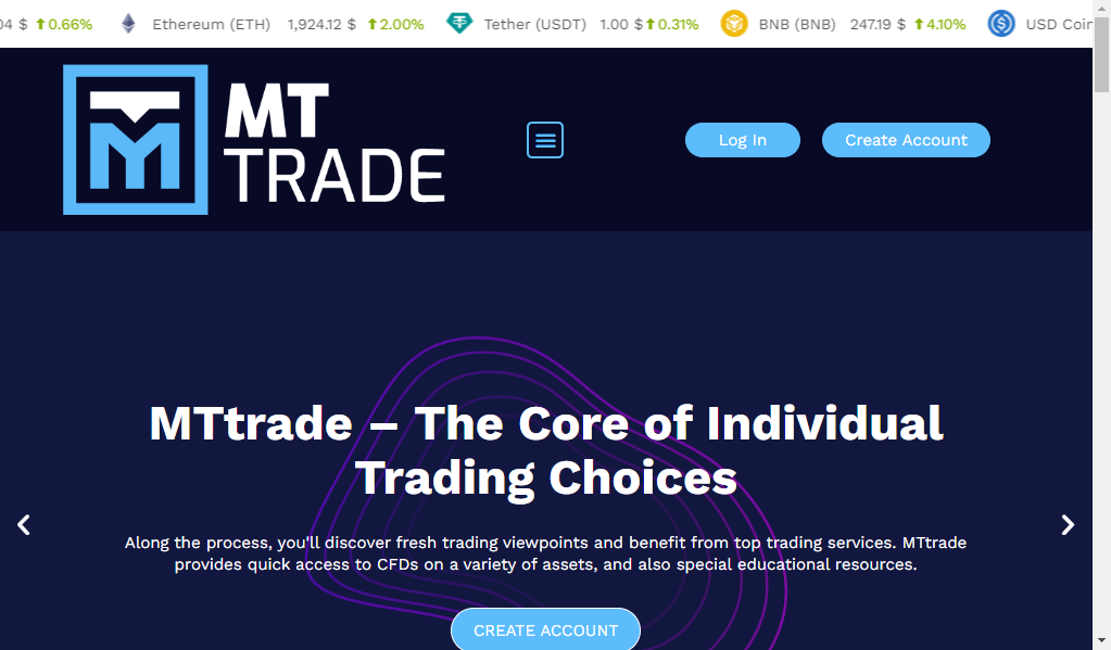Mttrade io - главная страница сайта