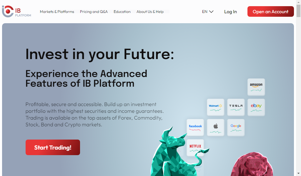 Ib platform - главная страница сайта