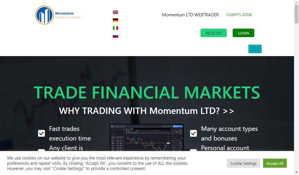 Momentum ltd - главная страница сайта