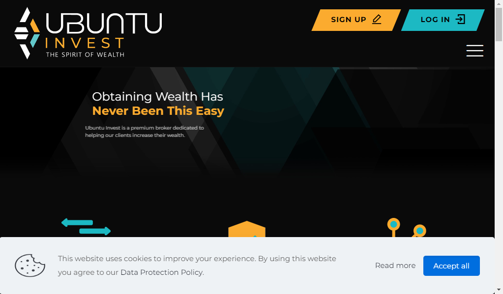 Ubuntuinvest - главная страница сайта