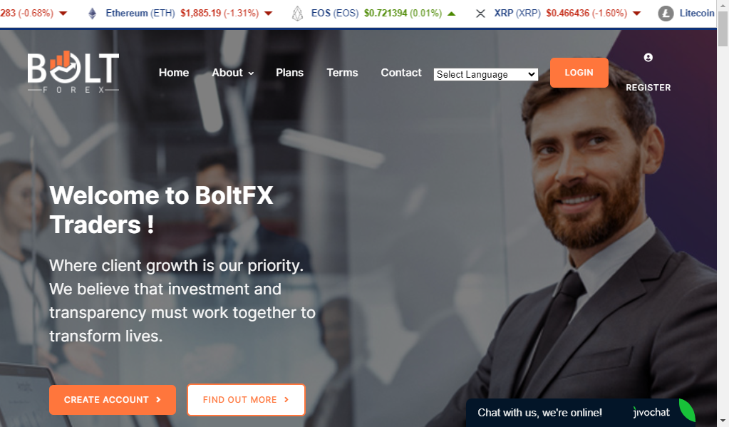 Bolt fx - главная страница сайта