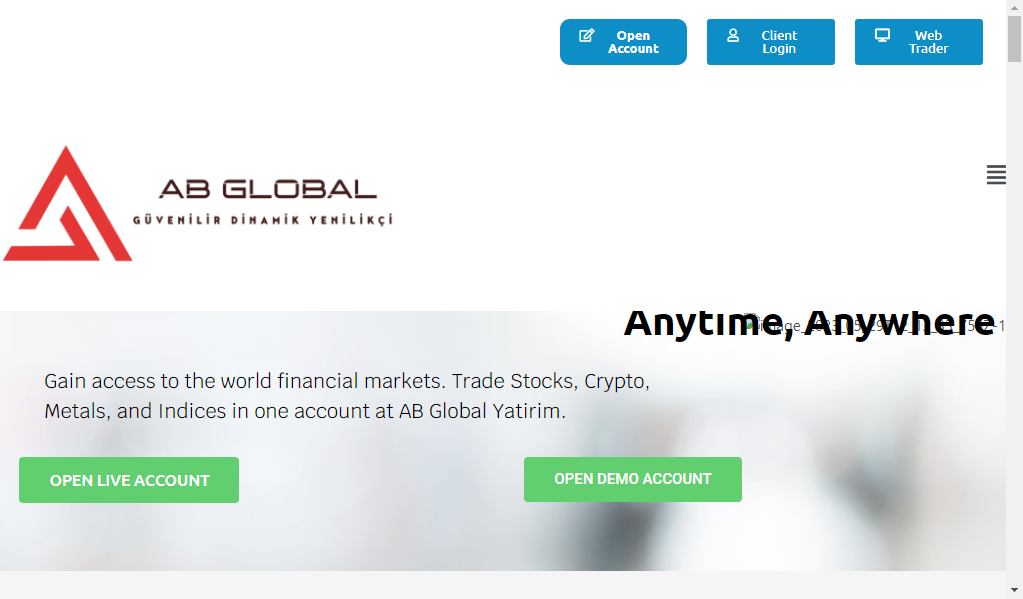 Abglobalyatirim - главная страница сайта