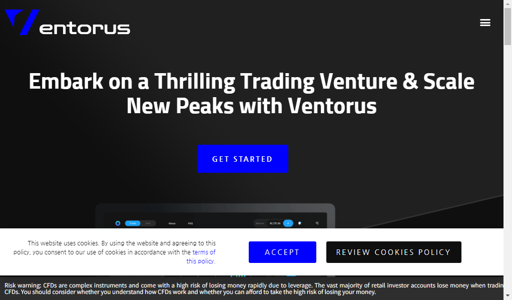 Ventorus - главная страница сайта