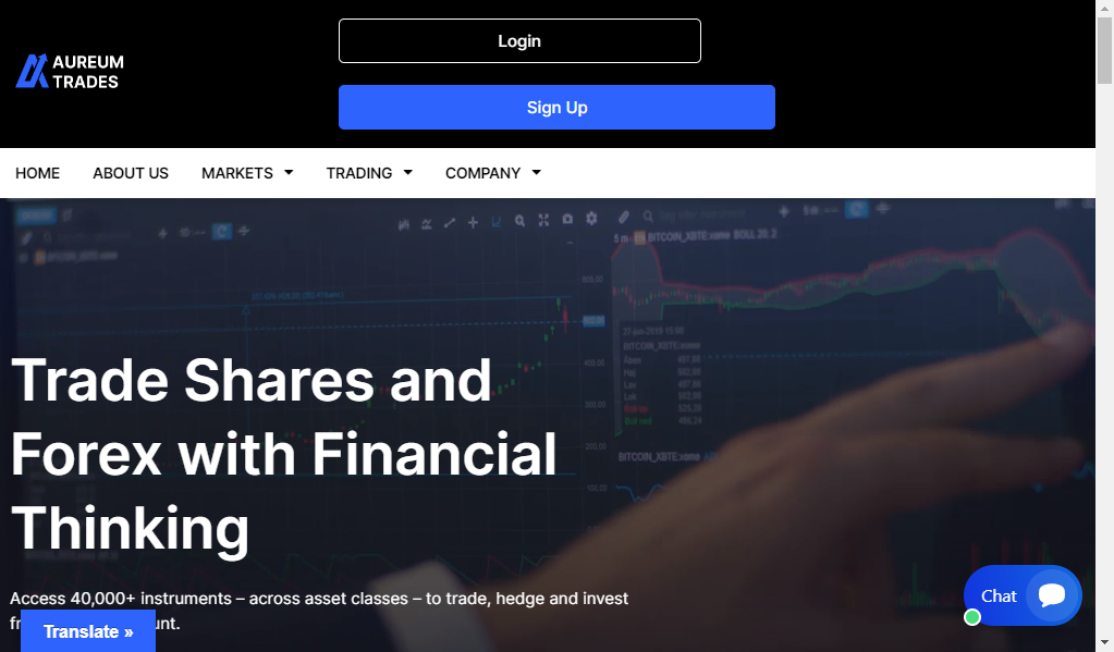 Aureum trades - главная страница сайта