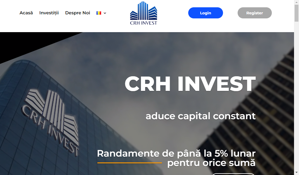 Crhinvest - главная страница сайта