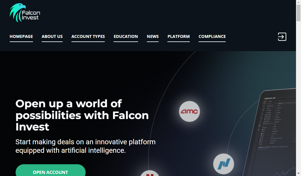 Falcon invest - главная страница сайта