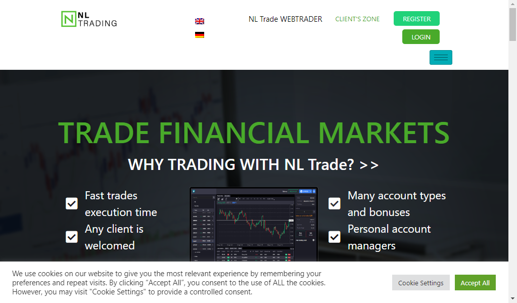 Nl trade - главная страница сайта