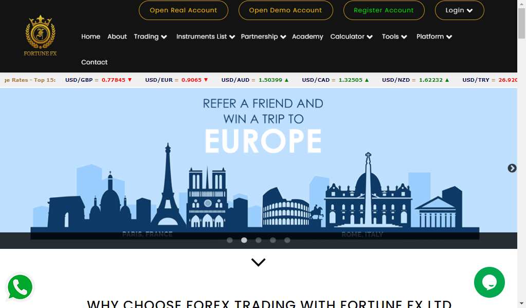 Fortunefx - главная страница сайта