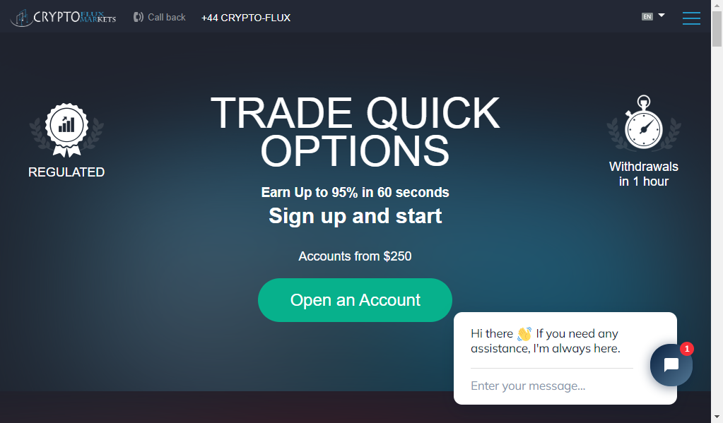 Cryptofluxmarkets - главная страница сайта