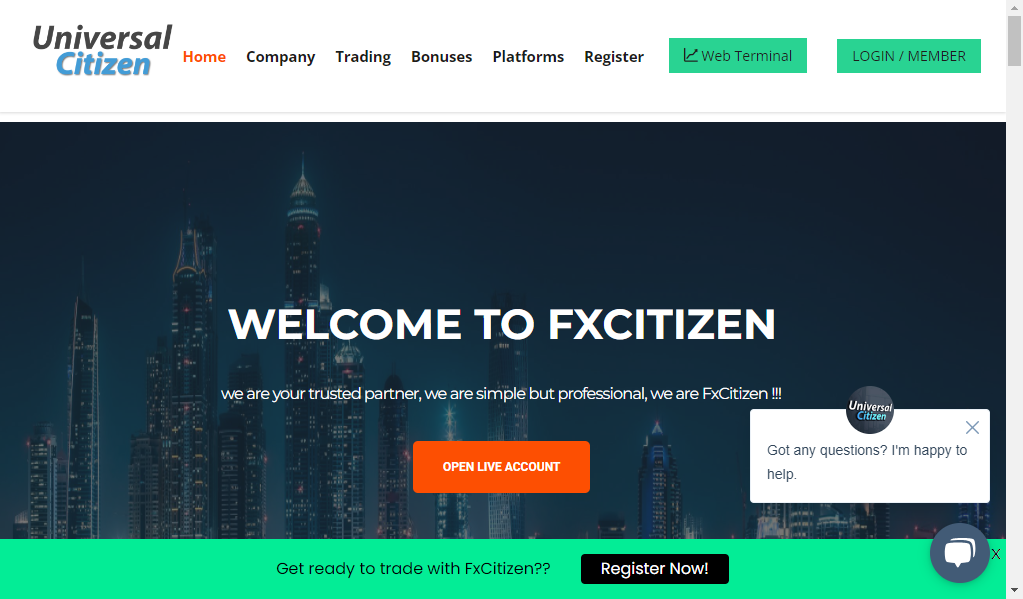 Fxcitizen - главная страница сайта