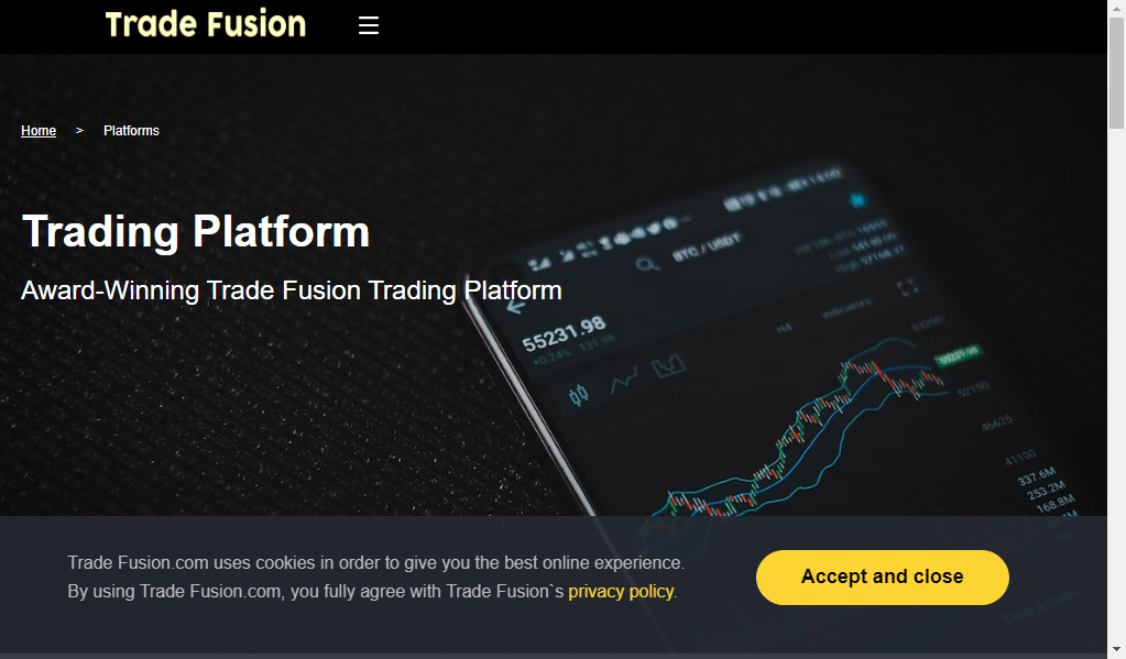 Trade fusion - главная страница сайта