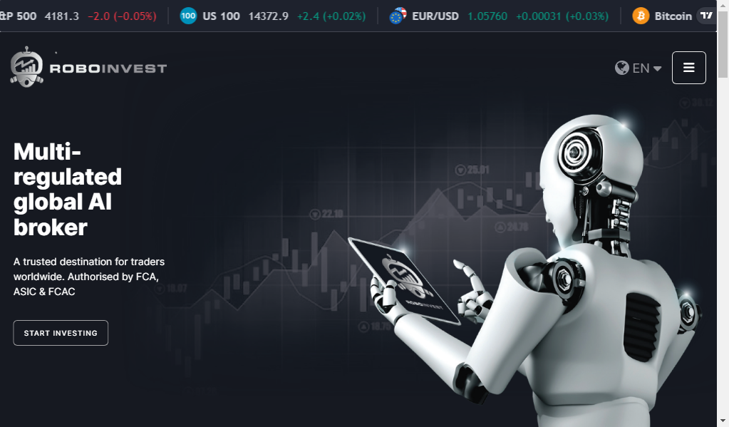 Robo Invest - главная страница сайта